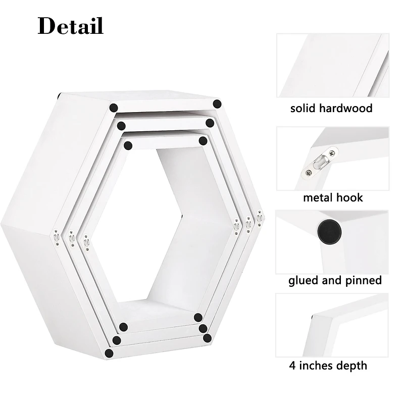 NEX™ Wall-Mounted Hexagon Floating Shelves Set
