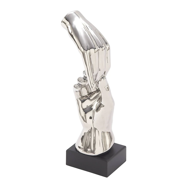 13" Silver Abstract Hand Sculpture