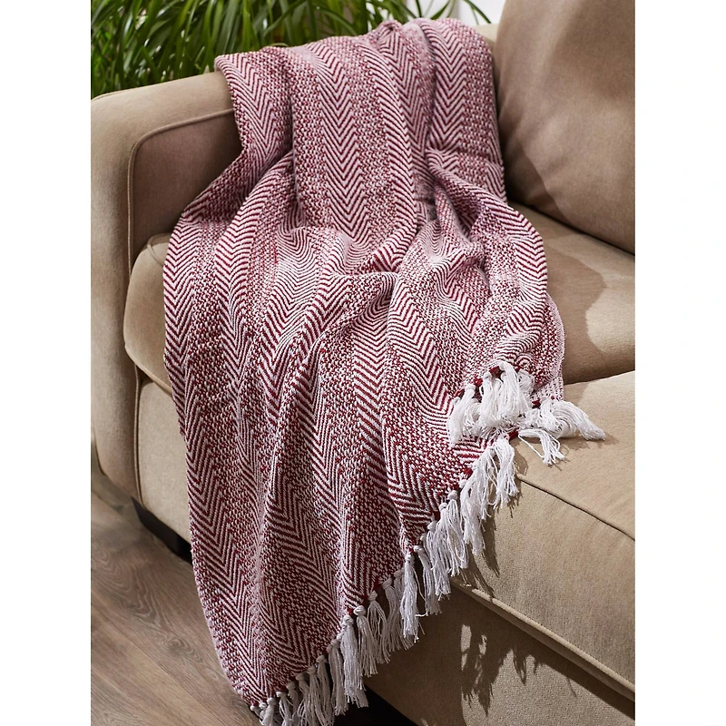 DII® Barn Red Herringbone Stripe Throw