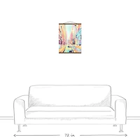 Retro Neon City Painting Teak Hanging Canvas