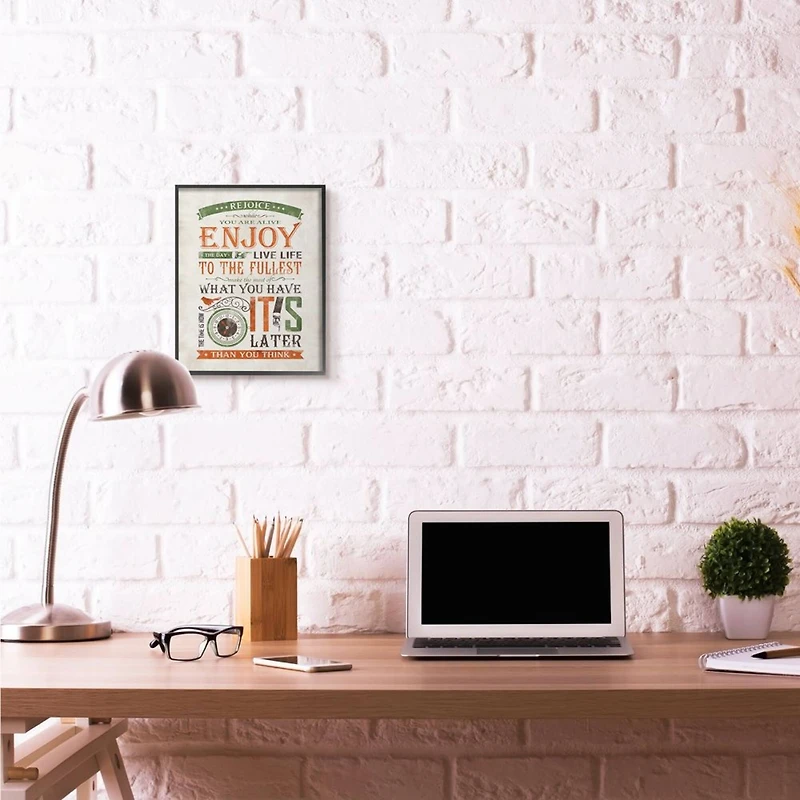 Stupell Industries Now Is The Time Inspirational with Black Frame Wall Accent