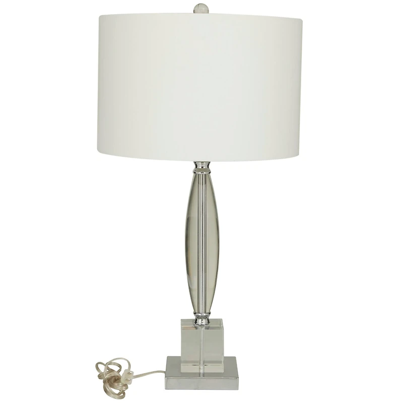 CosmoLiving by Cosmopolitan Clear Crystal Transparent Base Table Lamp with Drum Shade 15" x 15" x 29"