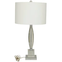 CosmoLiving by Cosmopolitan Clear Crystal Transparent Base Table Lamp with Drum Shade 15" x 15" x 29"
