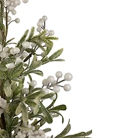 24" Potted Green and White Berry Christmas Artificial Plant with Glitter Frost