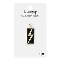 Gold & Black Rectangle Lightning Bolt Pendant by Bead Landing™