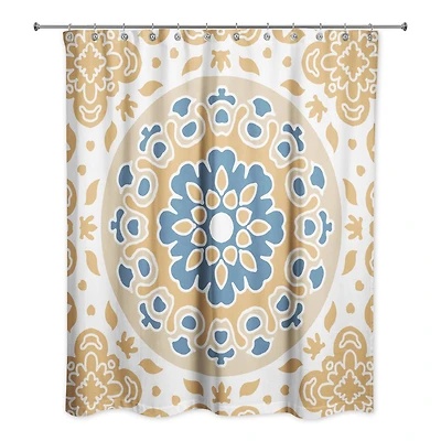Blue and Yellow Mandala 71" x 74" Shower Curtain