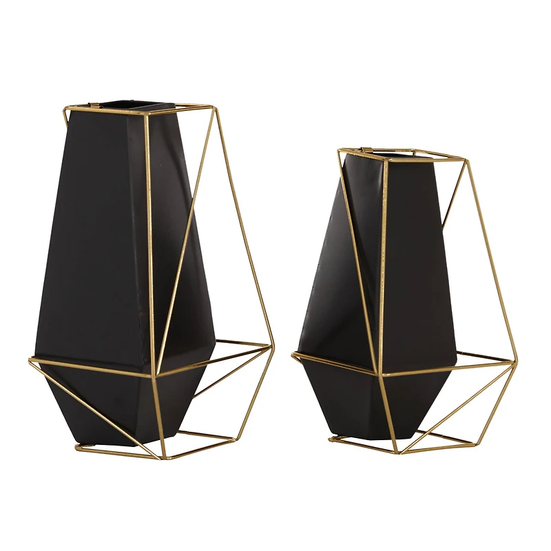 Black Metal Contemporary Vase Set