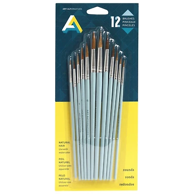 Art Alternatives Natural Hair Watercolor 12 Piece Brush Set