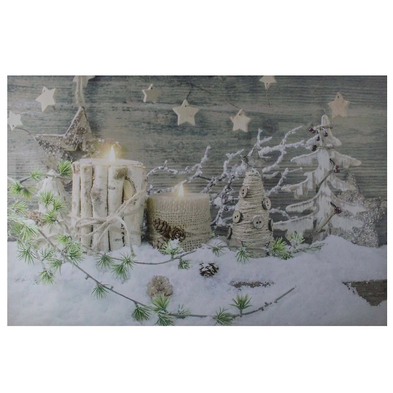 LED Lighted Country Rustic Winter Christmas Canvas Wall Art