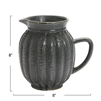Hello Honey® 2.5qt. Matte Black Stoneware Fluted Pitcher