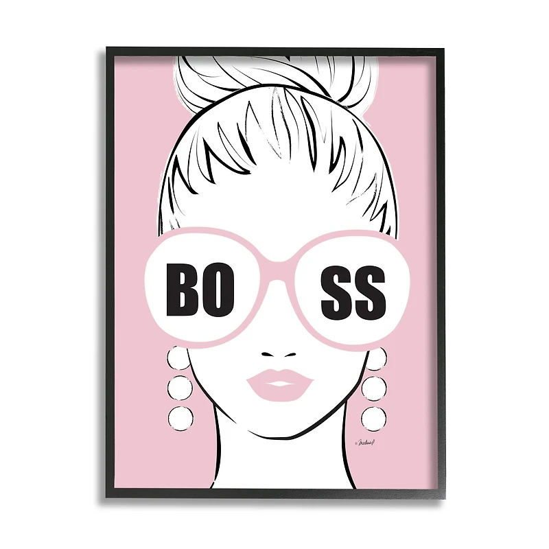 Stupell Industries Boss Phrase Sunglasses Glam Female Pink Fashion Framed Wall Art