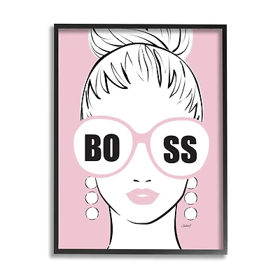Stupell Industries Boss Phrase Sunglasses Glam Female Pink Fashion Framed Wall Art