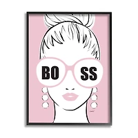 Stupell Industries Boss Phrase Sunglasses Glam Female Pink Fashion Framed Wall Art