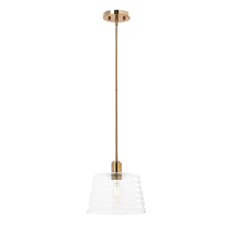 Hello Honey® Robert Stevenson Lighting Rhodes Metal & Clear Ribbed Glass Ceiling Light