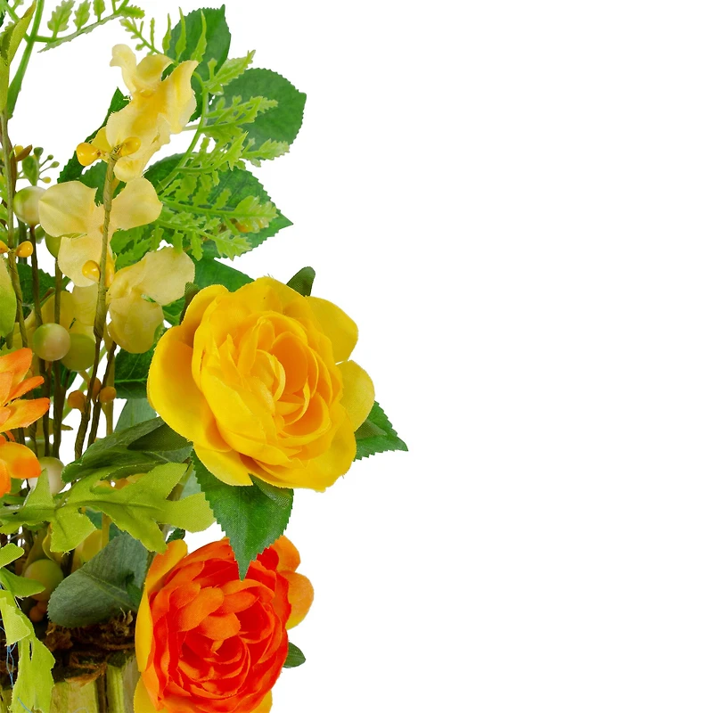 13" Potted Ranunculus & Rose Floral Spring Arrangement