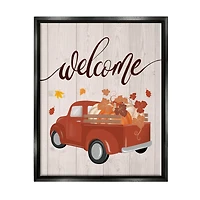 Stupell Industries Country Pumpkin Harvest Welcome Framed Floater Canvas Wall Art