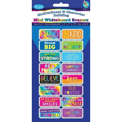 Ashley Productions Motivation Non-Magnetic Mini Whiteboard Erasers, 16ct.