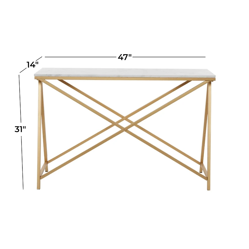 White Iron Contemporary Console Table, 31" x 47" x 14"