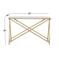White Iron Contemporary Console Table, 31" x 47" x 14"