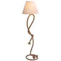 63" Brown Jute Rope & Iron Rustic Floor Lamp