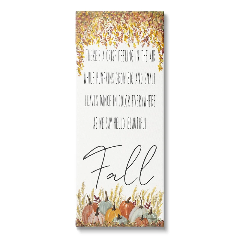 Stupell Industries Autumnal Hello Beautiful Fall Phrase Canvas Wall Art