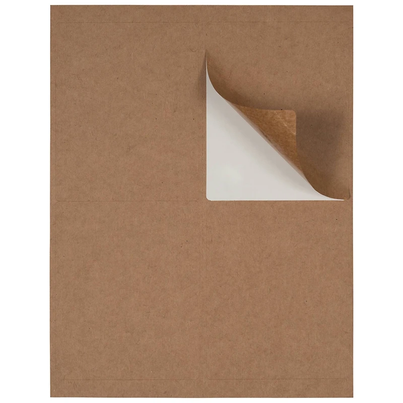 JAM Paper Quarter Sheet Brown Kraft Shipping Address Labels, 120ct.