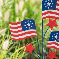 Glitzhome® 42" Patriotic Welcome Metal Flags Yard Stake