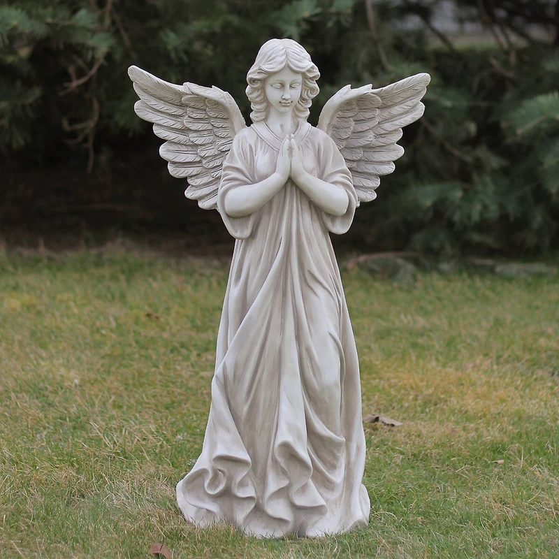 29.5" Angel Standing In Prayer Outdoor Garden Statue