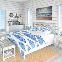 Designart Pattern with Fishes Nautical & Coastal Duvet Cover Set