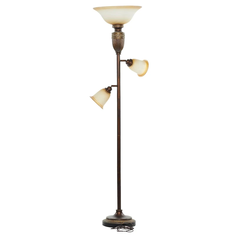 Brown Glass Traditional Floor Lamp, 70" x 19"