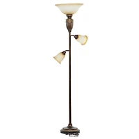 Brown Glass Traditional Floor Lamp, 70" x 19"