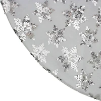 20" White & Silver Sequin Snowflake Mini Tree Skirt
