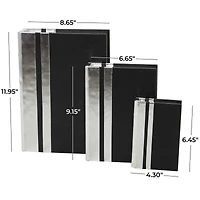 CosmoLiving by Cosmopolitan Silver Faux Leather Faux Book Box with Metallic Finish Set