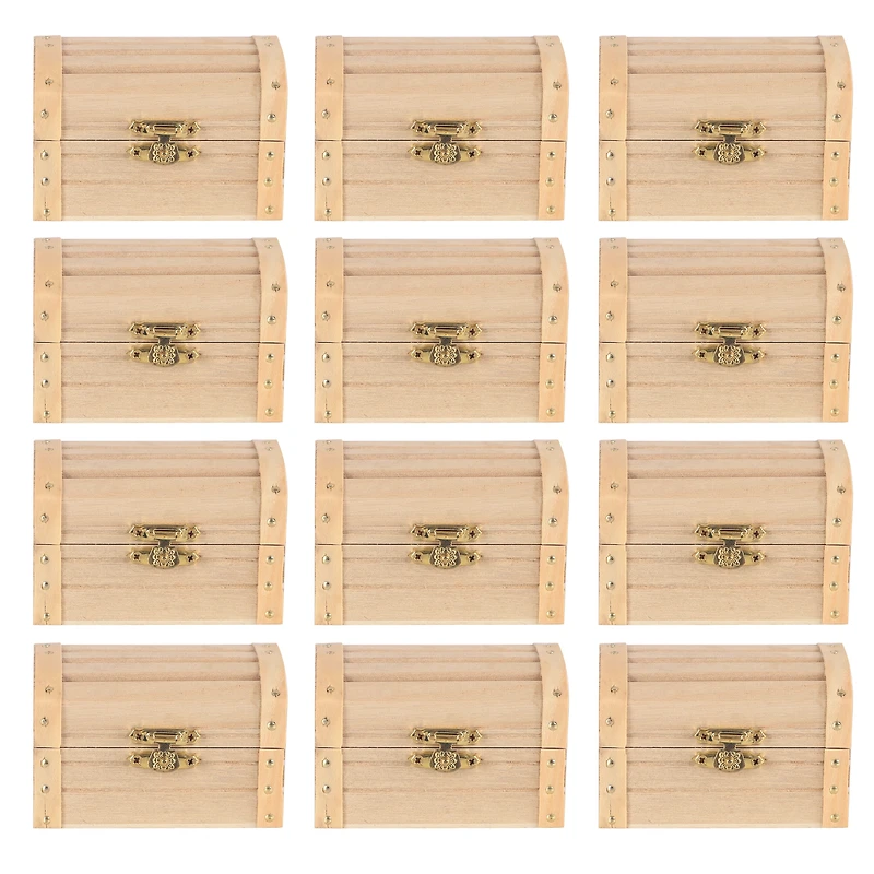 12 Pack: 3.5" Wood Treasure Chest by Make Market®