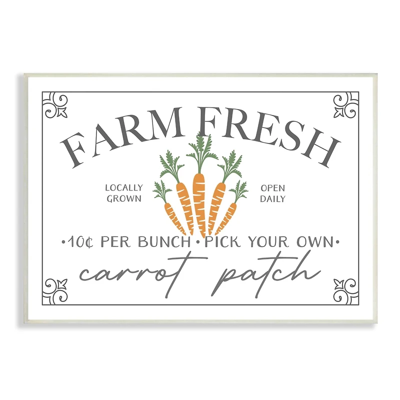 Stupell Industries Farm Fresh Carrot Patch Seasonal Springtime Vegetables Wall Plaque Art