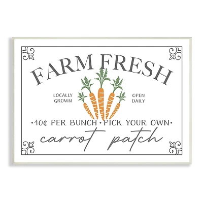 Stupell Industries Farm Fresh Carrot Patch Seasonal Springtime Vegetables Wall Plaque Art