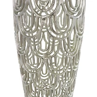 25" Silver Aluminum Metal Geometric Art Deco Inspired Arched Vase