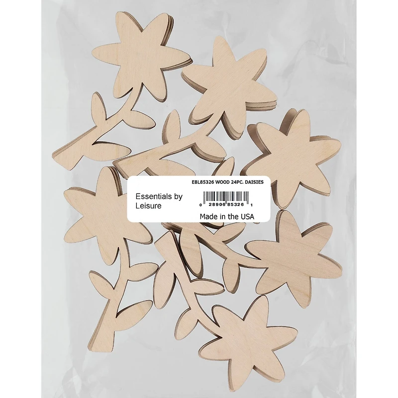 Essentials by Leisure Arts 4" Flat Wood Daisy Shapes, 24ct.