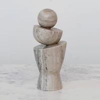 Hello Honey® 9.5" Gray & Brown Geometric Marble Décor