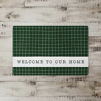 Dark Green and White Pencil Grid Floor Mat