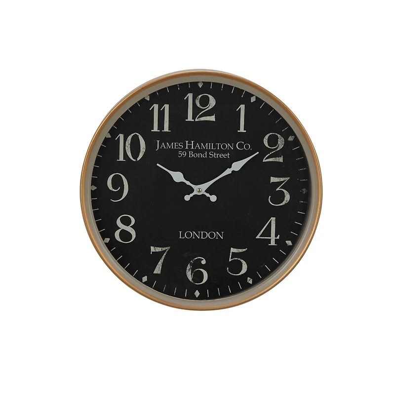 16" Black Metal Traditional Wall Clock