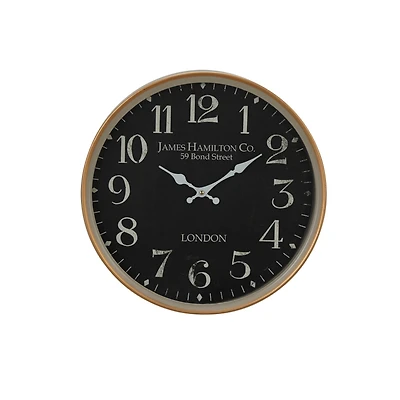 16" Black Metal Traditional Wall Clock