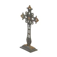 21" Copper Traditional Decorative Cross Sculpture