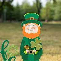 Glitzhome® 26" St. Patrick's Metal Leprechaun & Luck of the Irish Yard Stake Set