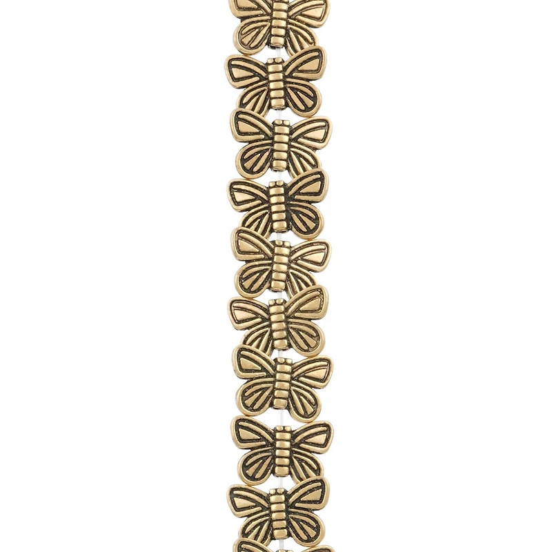 Antique Gold Metal Butterfly Beads, 15mm by Bead Landing™