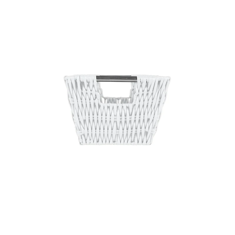 Simplify Small White Shelf Storage Rattan Tote Basket