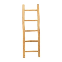 59" Brown Teak Wood Natural Ladder
