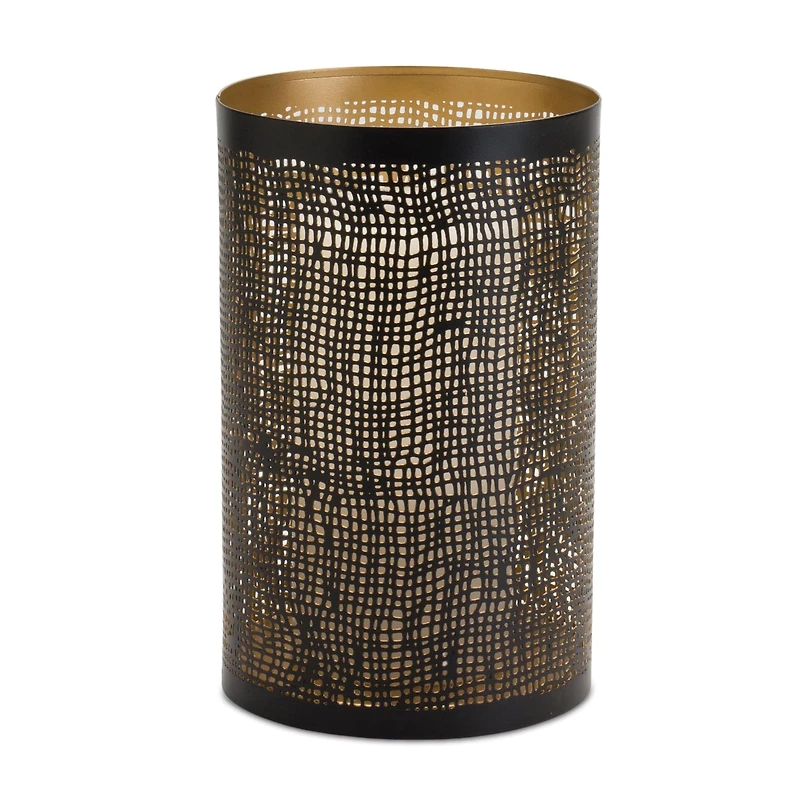 Abstract Punched Metal Candle Holder Set