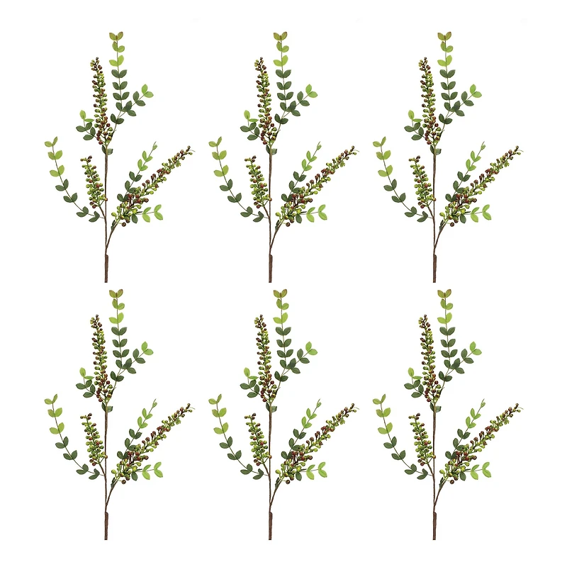 32" Variegated Red Berry Foliage Sprays, 6ct.