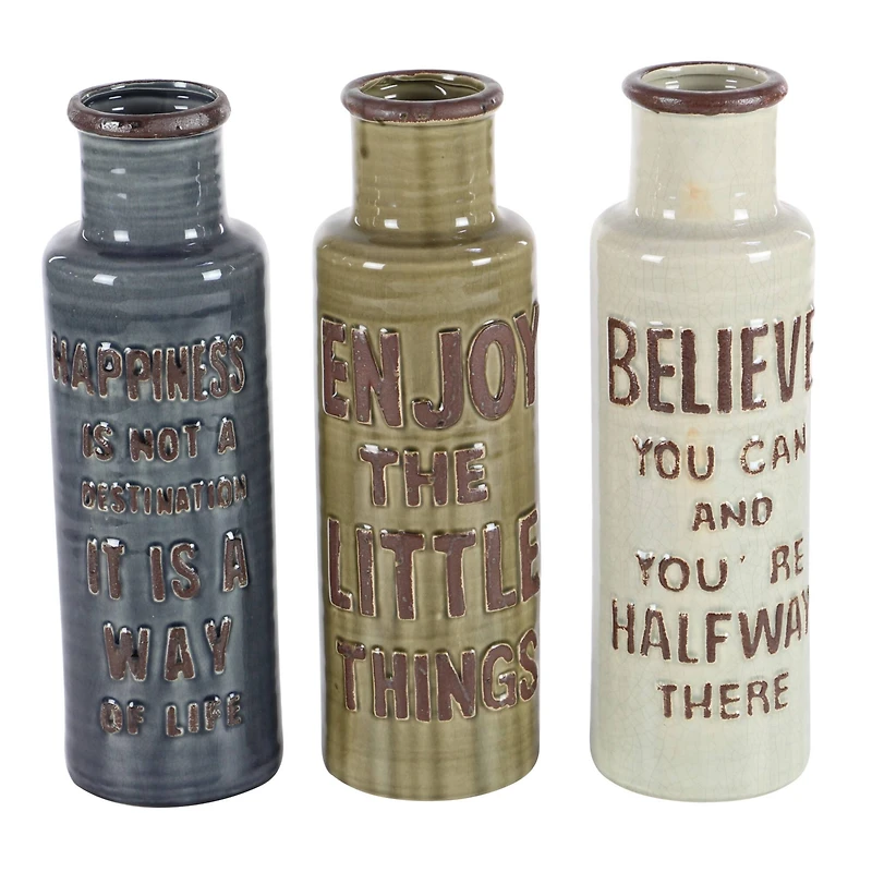 Brown Ceramic Farmhouse Vase Set